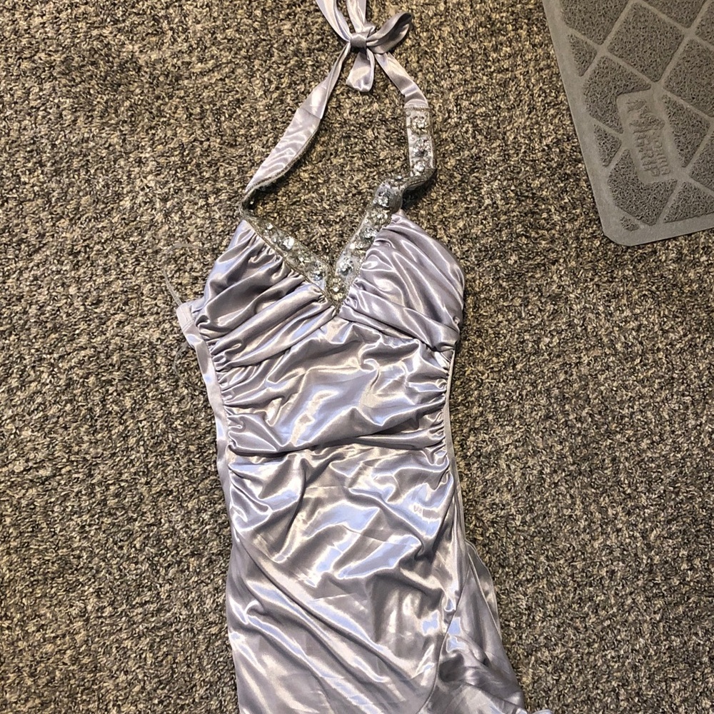 Elegant Silver Halter Dress